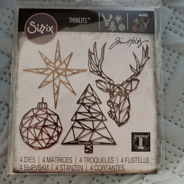 Sizzix Thinlits Die Set 4PK - Geo Christmas by Tim Holtz