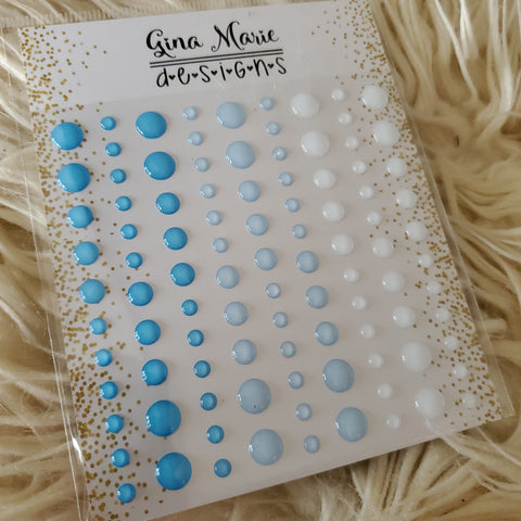 (Back from retirement) ICE BLUES CLEAR WITH COLOR ENAMEL DOTS - GINA MARIE DESIGNS