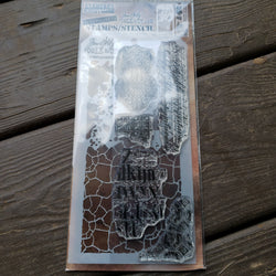 THMM123 GRIME & CRACKLE TIM HOLTZ STAMP AMD STENCIL SET