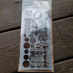 THMM109 TILES & SLOTCHES TIM HOLTZ STAMP AMD STENCIL SET