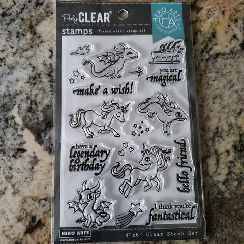 DRAGONS & UNICORNS - HERO ARTS CLEAR STAMPS