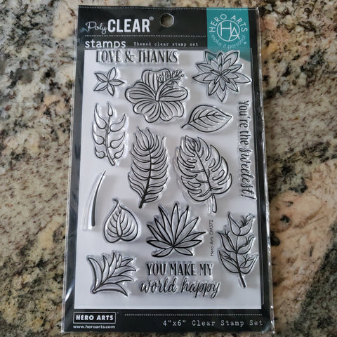 TROPICAL FLOWERS - HERO ARTS CLEAR STAMPS