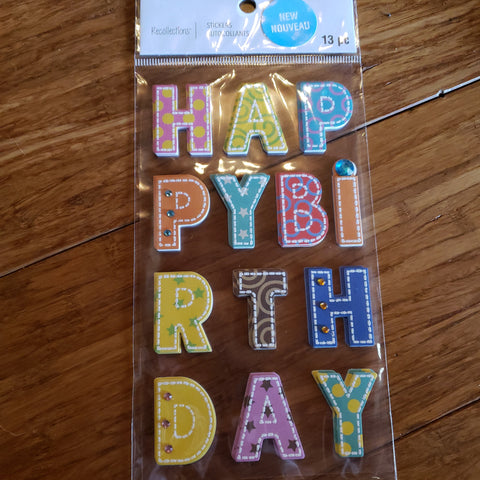 STITCHED HAPPY BIRTHDAY ALPHA - RECOLLECTIONS STICKERS