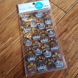 GOLD AND SILVER JEWELED CROWNS - RECOLLECTIONS STICKERS