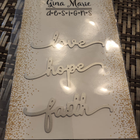 HOPE FAITH LOVE FANCY WORD DIES - GINA MARIE DESIGNS