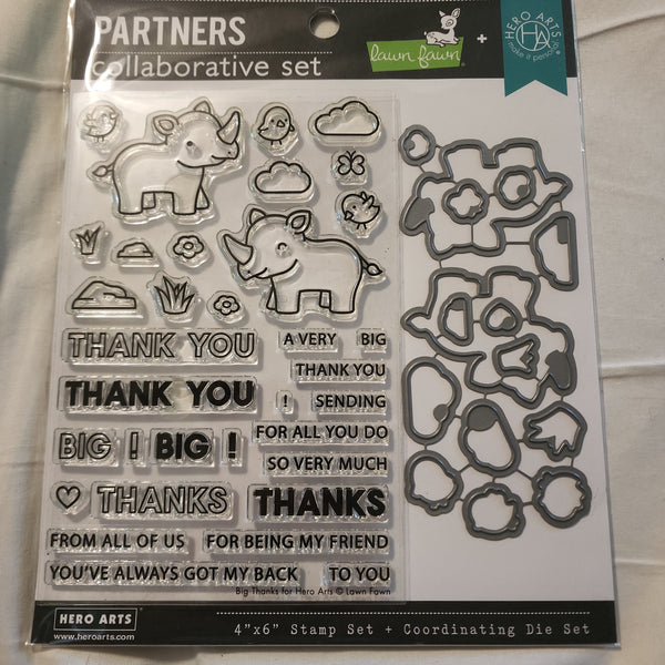 BIG THANKS HERO ARTS & LAWN FAWN COLLABORATIVE STAMP AND DIE SET