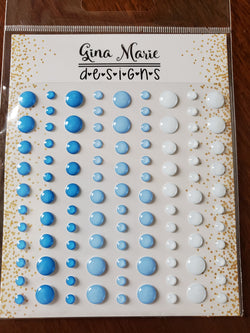 ICE BLUES CLEAR WITH COLOR ENAMEL DOTS - GINA MARIE DESIGNS