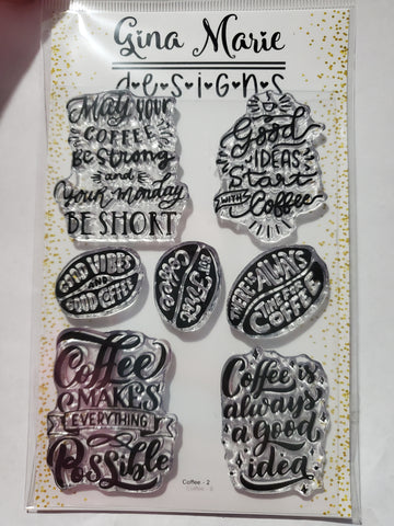 FUN COFFEE SENTIMENTS STAMPS - Gina Marie Designs