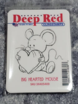 BIG HEARTED MOUSE  DEEP RED RUBBER STAMPS