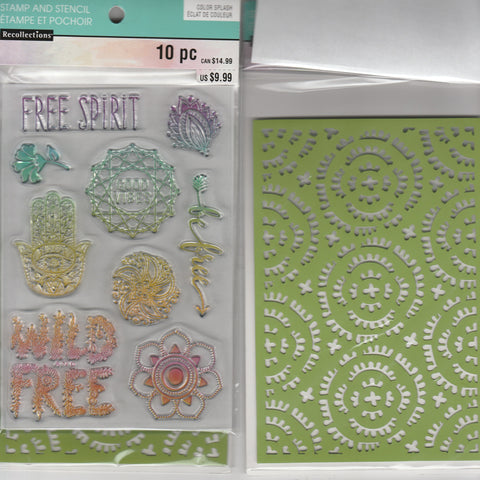 FREE SPIRIT - RECOLLECTIONS CLEAR STAMP & STENCIL SET