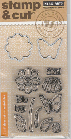 FLOWER & BUTTERFLY - Hero Arts Stamp and Cut Die set