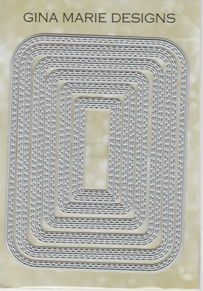 Limited Edition - DOUBLE STITCHED IN AND OUT CUT ROUND RECTANGLE DIE SET - Gina Marie Designs