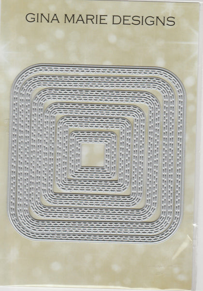 Limited Edition - DOUBLE STITCHED IN AND OUT CUT ROUND SQUARE DIE SET - Gina Marie Designs