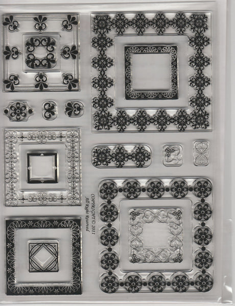 Square FLEUR DE LIS (matches spellbinder die) - CLEAR STAMPS LARGE PACK