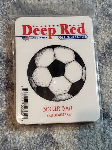 SOCCER BALL - DEEP RED RUBBER STAMPS