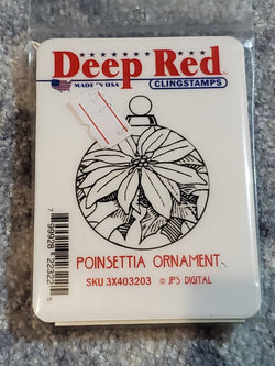 POINSETTIA ORNAMENT - DEEP RED RUBBER STAMPS