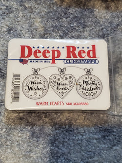 WARM HEARTS - DEEP RED RUBBER STAMPS