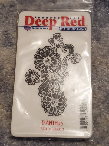 DIANTHUS - DEEP RED RUBBER STAMPS