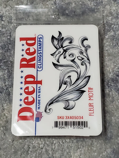FLEUR MOTIF - DEEP RED RUBBER STAMPS