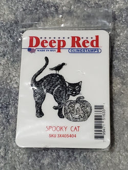 SPOOKY CAT - DEEP RED RUBBER STAMPS