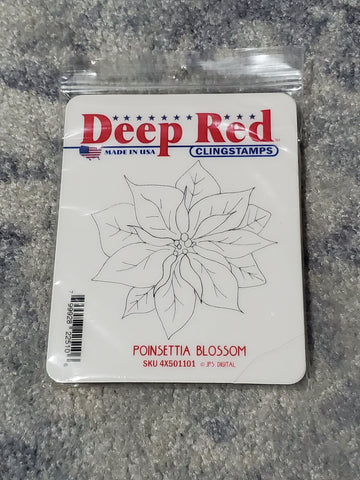 POINSETTIA BLOSSOM - DEEP RED RUBBER STAMPS