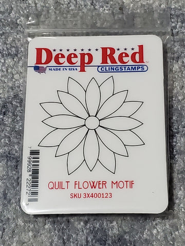 QUILT FLOWER MOTIF - DEEP RED RUBBER STAMPS