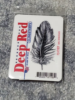 FEATHER - DEEP RED RUBBER STAMPS