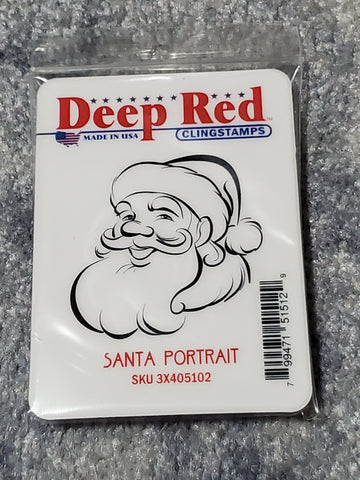 SANTA PORTRAIT - DEEP RED RUBBER STAMPS