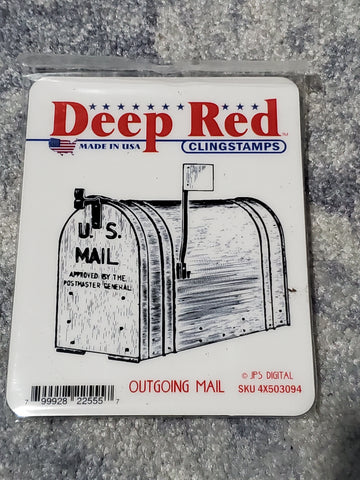 OUTGOING MAIL - DEEP RED RUBBER STAMPS