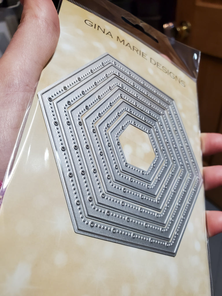 BIG AND LITTLE PIERCED CHAIN HEXAGON LAYERED DIES GINA MARIE DESIGNS