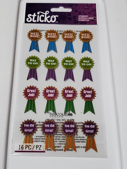 AWARD RIBBONS - STICKO FLAT STYLE STICKERS