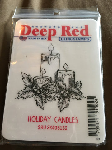 HOLIDAY CANDLES - DEEP RED RUBBER STAMPS