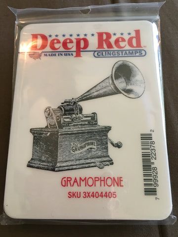 GRAMOPHONE DEEP RED RUBBER STAMPS
