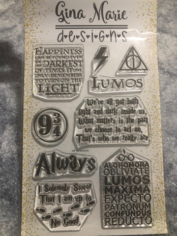 WIZARD POTTER THEMED STAMP SET - Gina Marie Designs