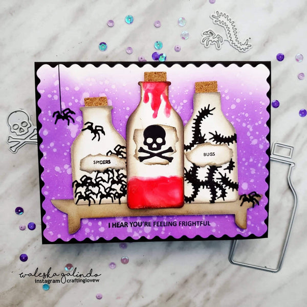 POISON BOTTLE & CREEPY CRAWLY BUGS DIE SET - Gina Marie Designs