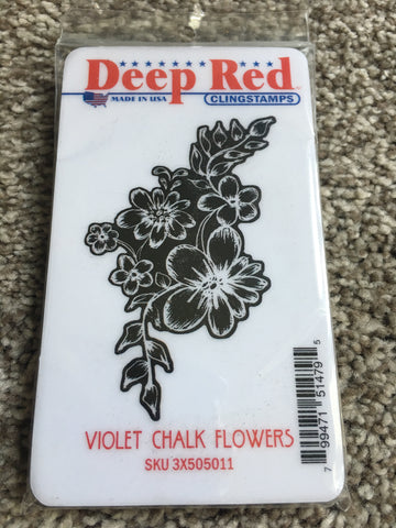 VIOLET CHALK FLOWERS - DEEP RED RUBBER STAMPS