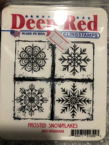 FROSTED SNOWFLAKES - DEEP RED RUBBER STAMPS