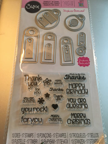 TAGS AND WORDS - SIZZIX STAMP AND DIE COMBO
