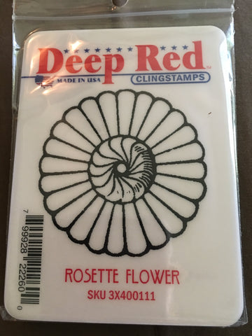 ROSETTE FLOWER DEEP RED RUBBER STAMPS