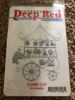 FLOWER CART - DEEP RED RUBBER STAMPS