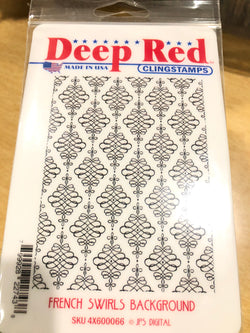 FRENCH SWIRLS BACKGROUND - DEEP RED RUBBER STAMPS