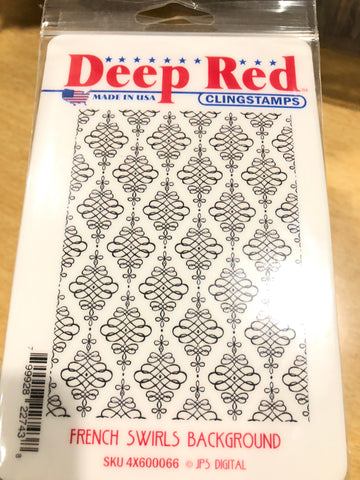 FRENCH SWIRLS BACKGROUND - DEEP RED RUBBER STAMPS