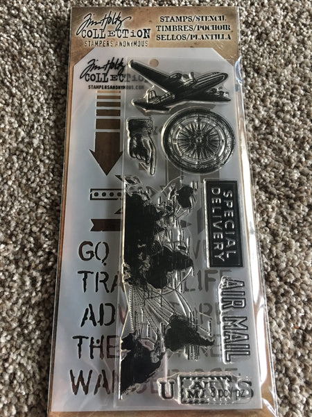 AIRMAIL TIM HOLTZ CLING STAMP AND STENCIL