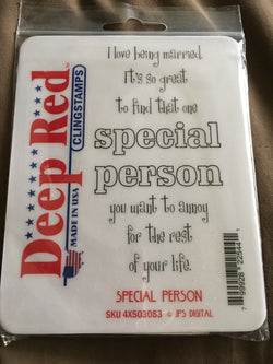 SPECIAL PERSON DEEP RED RUBBER STAMPS