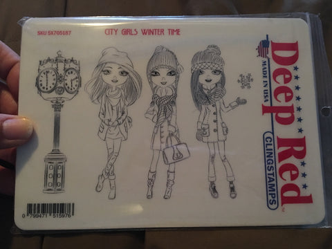 CITY GIRLS WINTER DEEP RED RUBBER STAMPS