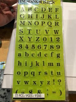 GREEN RUBBER CLING ALPHABET AND NUMBER STAMPS - INKADINKADO CLEAR STAMPS