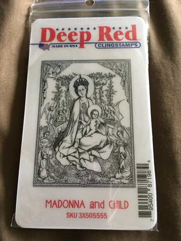 MADONNA AND CHILD DEEP RED RUBBER STAMPS