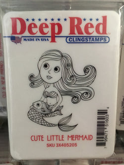 CUTE LITTLE MERMAID - DEEP RED RUBBER STAMPS