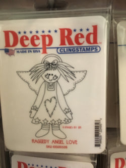 RAGGEDY ANGEL LOVE DEEP RED RUBBER STAMPS