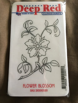 FLOWER BLOSSOM DEEP RED RUBBER STAMPS